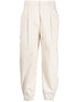pleat-detailing cotton tapered trousers